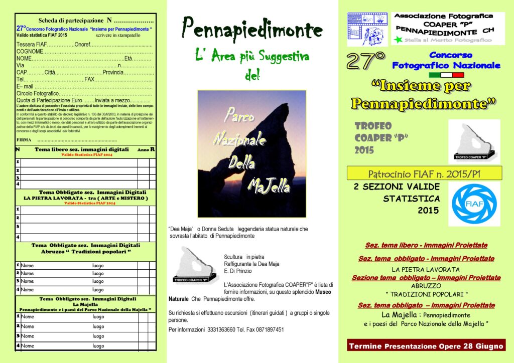 Bando   27-¦ Concorso Fotografico Nazionale -Insieme per  Pennapiedimonte--page-001