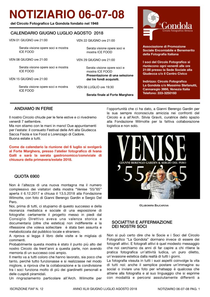 Notiziario Gondola 2018_06-07-08_Giugno-Luglio-Agosto