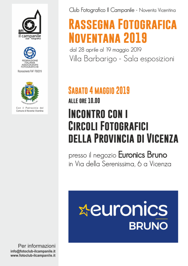 20190504 Vicenza Rassegna Fotografica Noventana incontro circoli vicentini locandina