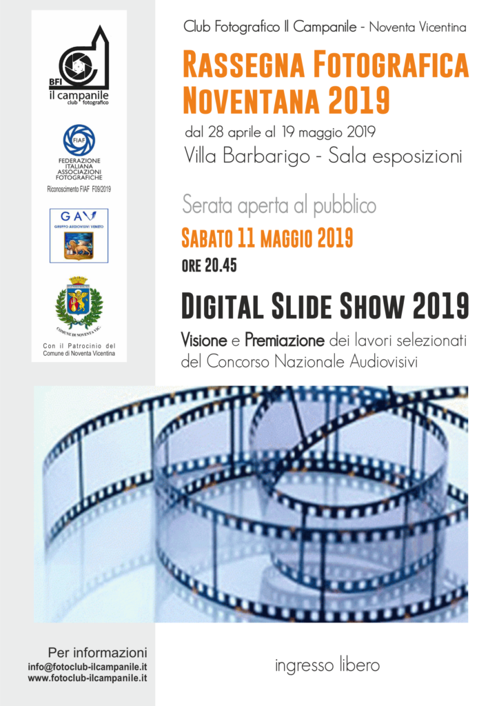 20190511 Noventa Vicentina Rassegna Fotografica Noventana Digital Slide Show 2019 serata premiazioni concorso locandina