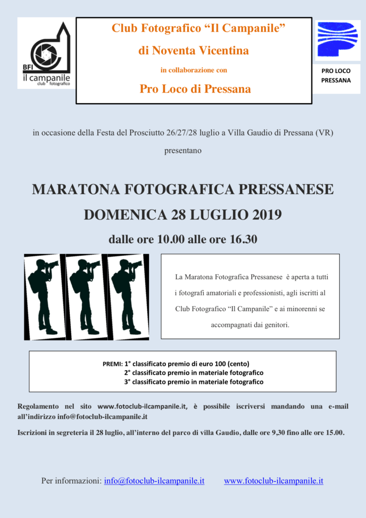 20190728 Pressana Maratona fotografica Pressanese locandina
