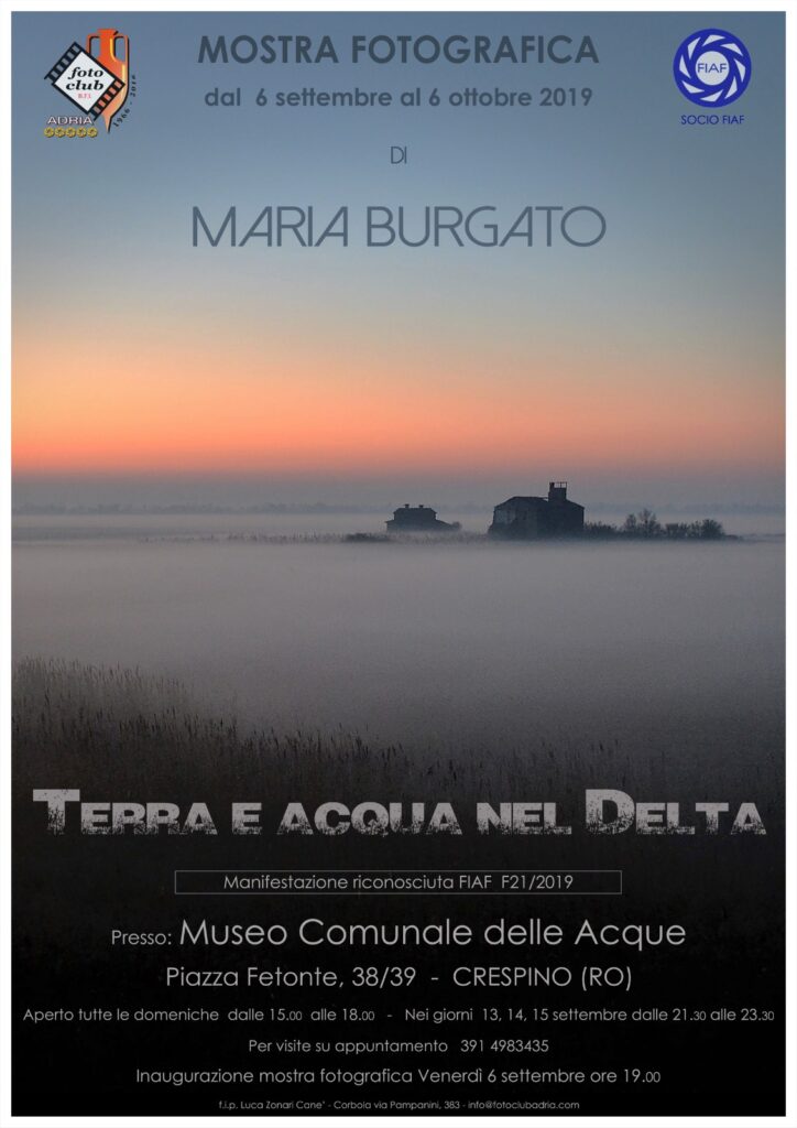 20190906 1006 Crespino Maria Burgato Terra e acqua nel Delta locandina