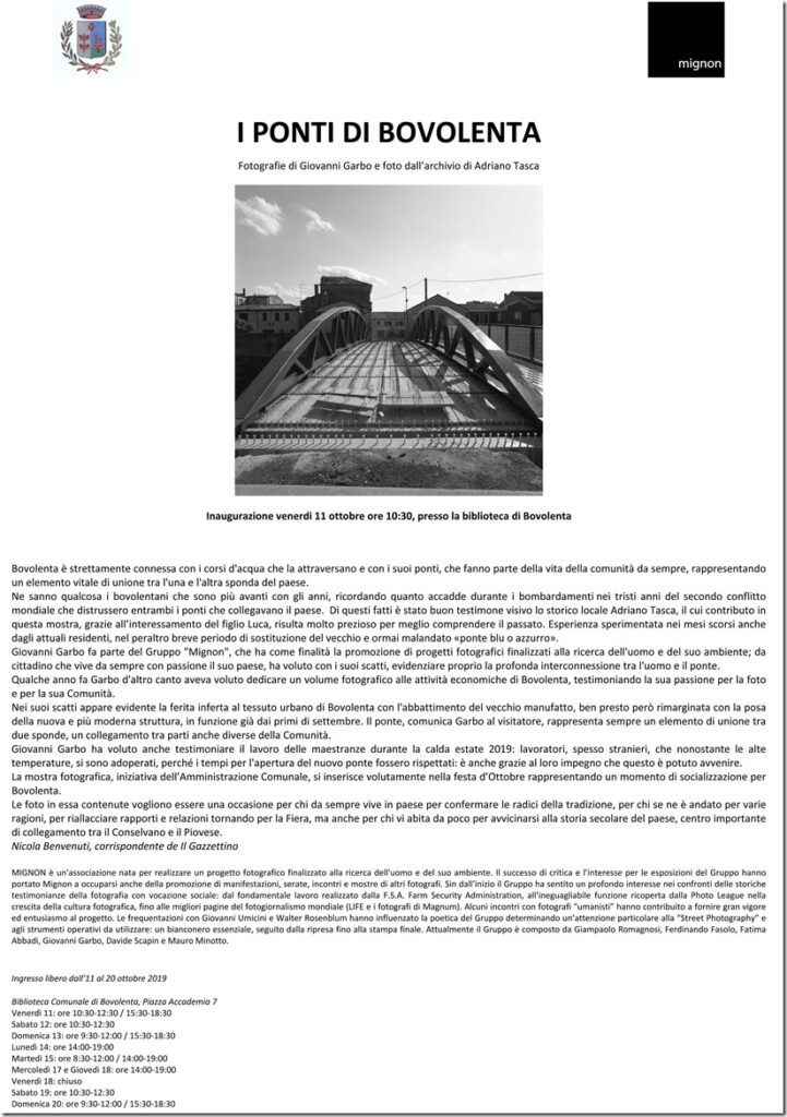 20191011 Bovolenta I ponti di Bovolenta gruppo Mignon manifesto
